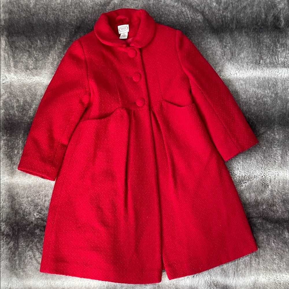 Talbots Kids Girls Red Wool Dress Coat Size 6